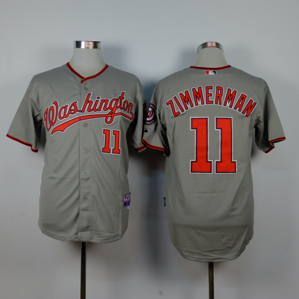 Men Washington Nationals 11 Zimmerman Grey MLB Jerseys